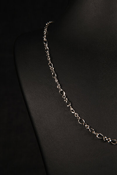 signoraerica Minimal 2 Küçük 1 Büyük Sıralı Halka Model Erkek Çelik Zincir Kolye 3mm