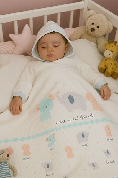 MİLAYS LİFE HOME COLLECTİON Combed Cotton Cute Animal Figured Baby Blanket