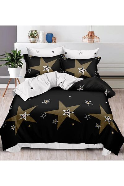 CHIRASO FINE Cotton Bedding Set, ELASTIC Sheet 180x200+25cm, Duvet Cover 200x230cm 4 Pillowcases