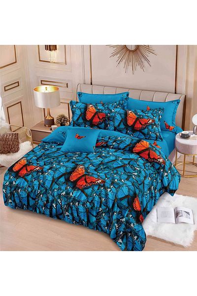 CHIRASO FINE Cotton Bedding Set, ELASTIC Sheet 180x200+25cm, Duvet Cover 200x230cm 4 Pillowcases