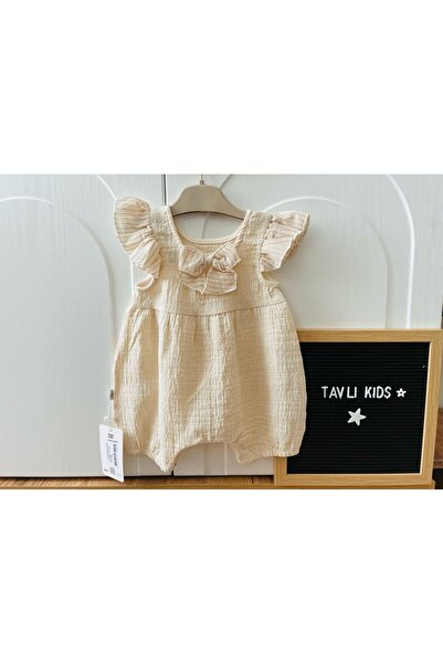 Baby Tavlı Kıds Tongs Müslin Kız Bebek Tulum