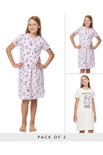 R&B 2 Pack Stitch Print Nightdresses