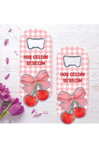 Ege ajans 10 Wooden Cherry Relief Figure Baby Gift Opener Magnet