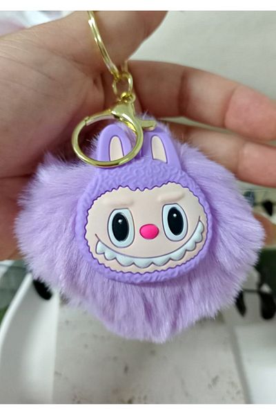 mos&more Accesoriu pentru geantă cu pompon violet Labubu Breloc, ornament pentru mașină, farmec pentru geantă