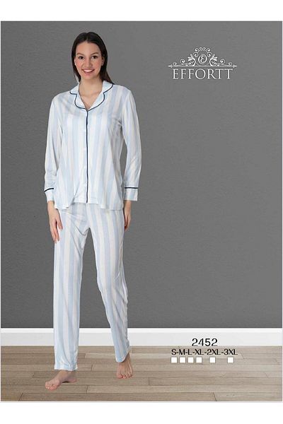 EM&FA TEKSTİL Long Sleeve Cotton Women's Pajama Set