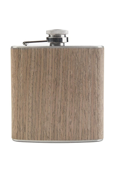 OEM Plosca din otel inoxidabil cu invelis de lemn, 170 ml, argintiu, maro