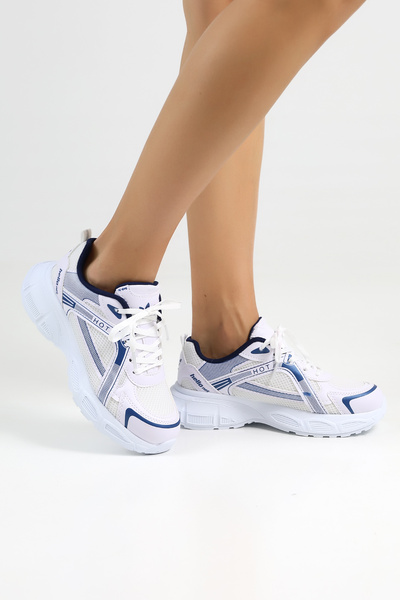 Encool Pantofi albi pentru femei, pantofi casual, cu talpă înaltă elegantă - ...