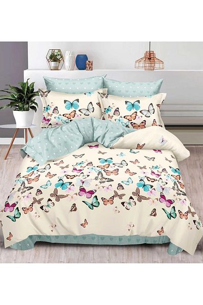 CHIRASO FINE Cotton Bedding Set, ELASTIC Sheet 180x200+25cm, Duvet Cover 200x230cm 4 Pillowcases