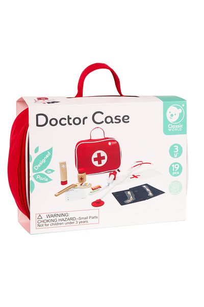 Classic World Set 19 piese Joc Valiza micului doctor, Classic World, Lemn, Multicolor