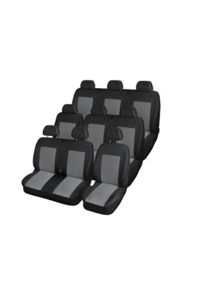 DELUXETUNING Set huse auto pentru scaune compatibile VW Transporter T 5 2004-2014 8+1 locuri, material textil, cu