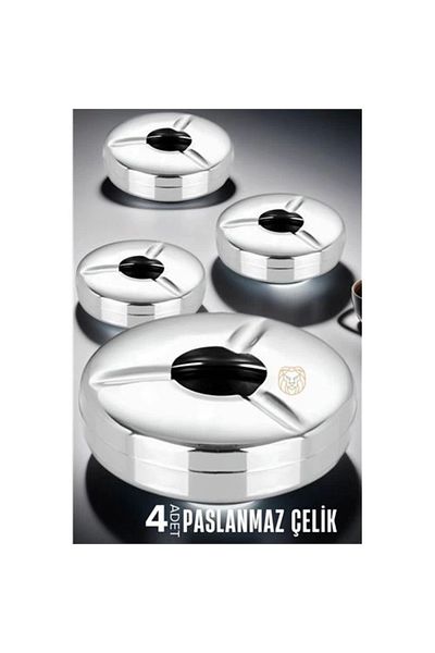PRATİKOBA Bfs Set of 4 Steel Ashtray Vercher Design