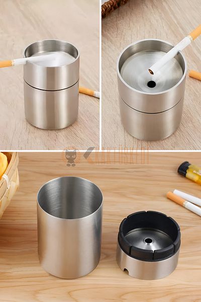 KaktüsKedi Stainless Steel 12 cm Odorless Ashtray - Odorless Ash Tray