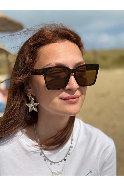 Ferrucci Selin Liver Glasses Brown Framed Brown Glass Brand Model Women's Glasses 2