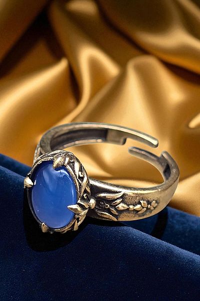 NBS Beautiful Naturel Stones Pure Copper Ring Adjustable Quartz Stone (Evil Eye Protection) (Gift, Daily, Special Occasions)