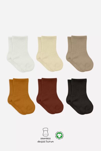 Skygo 6 Pack Mix Combed Cotton Socks - Bs10101M Soil