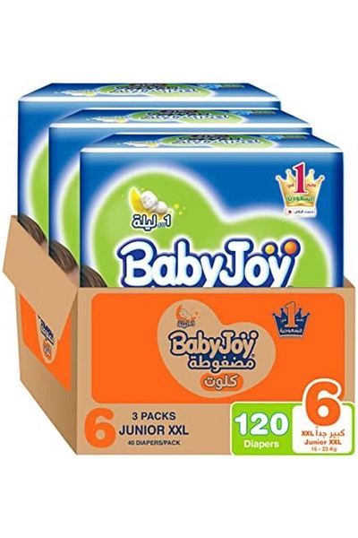 BabyJoy Culotte, Size 6, Junior XXL, 16+ Kg, Mega Box, 120 Diaper Pants