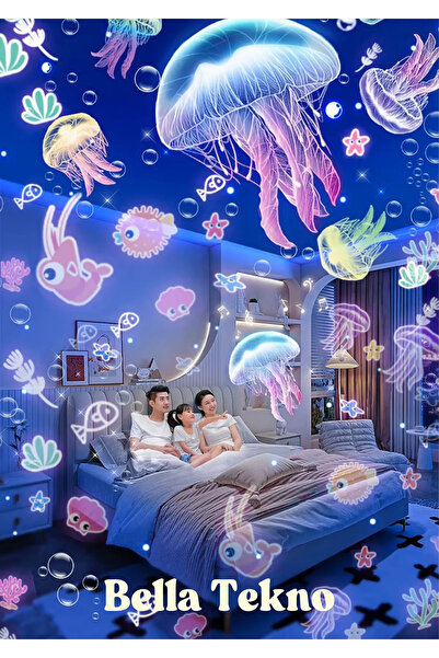 HALL BREATHE Şarjlı Robot Projektör Gece Lambası, LED Yıldızlı Gökyüzü Işıklı...