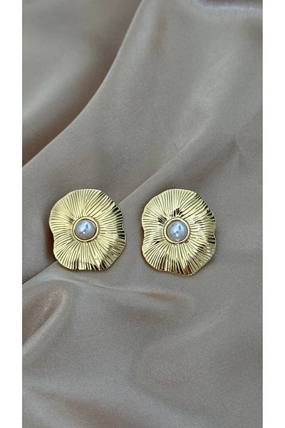 Home Sihra Accessories Steel Pearl Detail Pinterest Earrings Gold Color Nail Closure Earrings