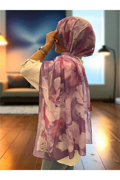 Baştacı Soft Flower 0348 Eflatun Shal
