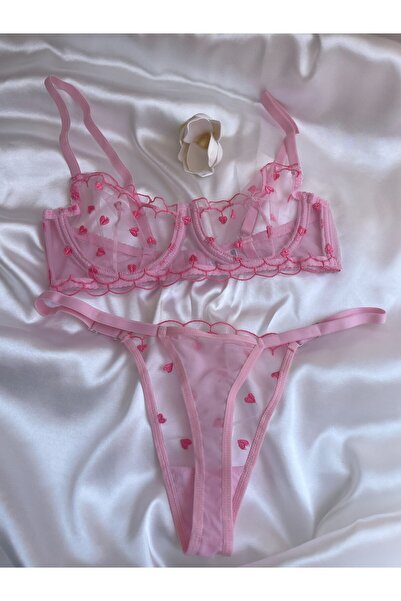EM ES PLUS Pink Heart Bralet Takımı