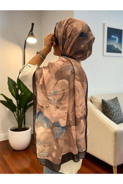 Baştacı Soft Flower 0348 Pastel Mink Shawl