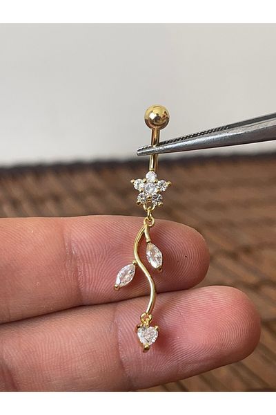 Rupen Kraft 316 l surgical steel anti allergic flower dangle marquise belly piercing