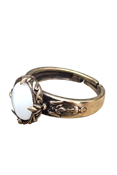 NBS Beautiful Naturel Stones Pure Copper Ring Adjustable Selenite (Evil Eye Protection) (Gift, Daily, Special Occasions)