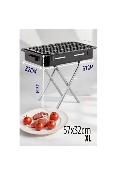 PRATİKOBA Bfs XL Enamel Grill with Folding Legs 52 X 32 cm 720535