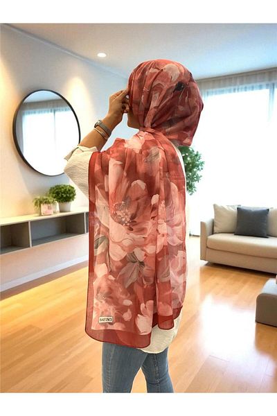 Baştacı Soft Flower 0348 Dark Claret Red Shawl