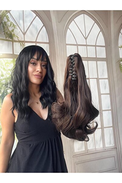 Suzan Peruk Kahverengi Mandallı Tokalı AT kuyruğu Postiş