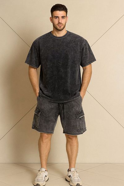 Mella&Co T-Shirt Shorts - T-Shirt Bottom Top Set Printed Crew Neck