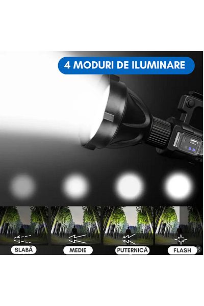 OEM LED Flashlight, Rechargeable, External Battery Function, 4 Lighting Modes + Tripod