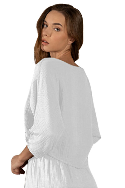 clavia Muslin Shirt and Skirt Bottom-Top Set, Summer Long Skirt, Muslin Shirt V-Neck Crop, Gathered Bustier