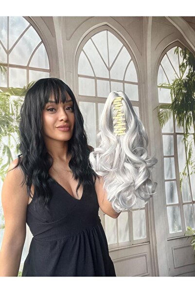 Suzan Peruk Gri Mandallı Tokalı AT kuyruğu Postiş