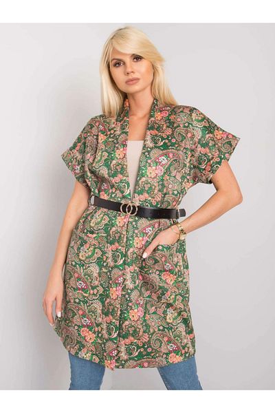 UniqueStore.ro Kimono With Green Paisley Print And Waist Belt - One Size