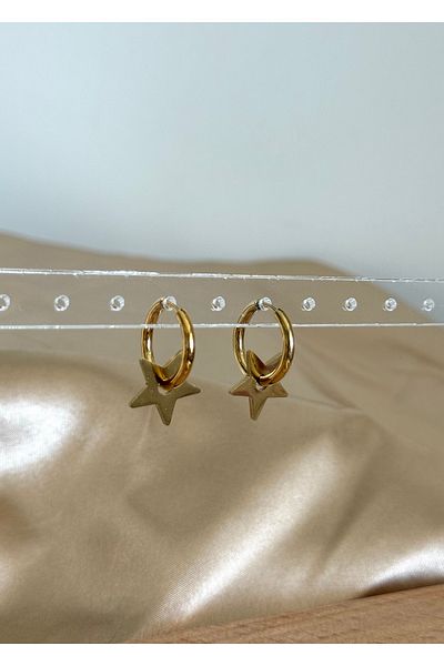 Home Sihra Accessories Ring Earrings with Steel Star Accessories Gold Color