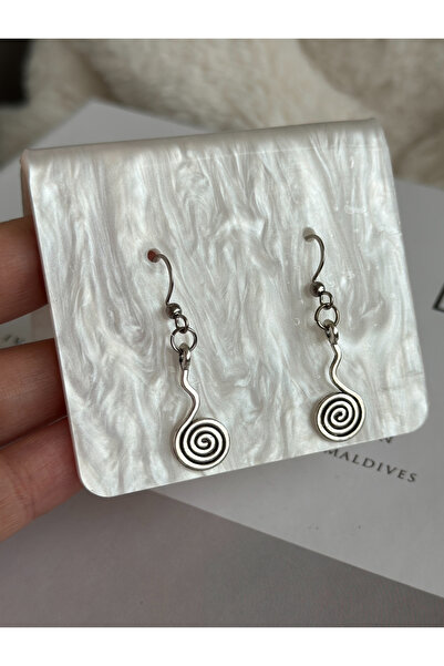 WhimsyWhite Spiral damla Çelik küpe