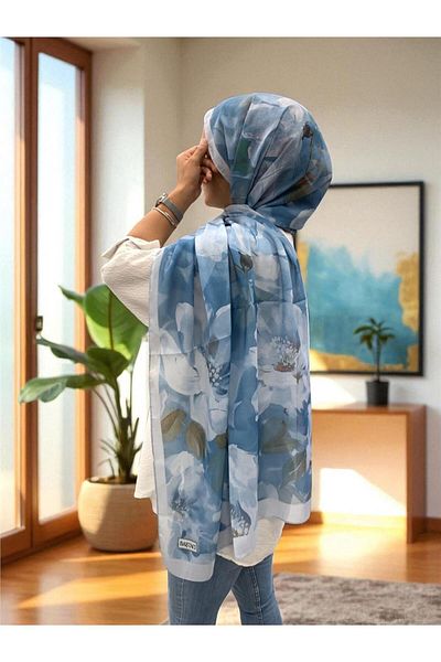 Baştacı Soft Flower 0348 Airy Blue Shal