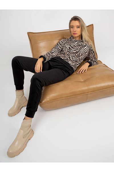 UniqueStore.ro Velvet Tracksuit With Zebra Print And Black Pants