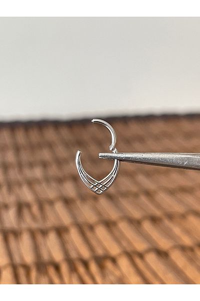Rupen Kraft 316 L Surgical Steel Anti Allergic Ring Pyramid Model Interlock Ring Piercing 8mm X 1.2mm