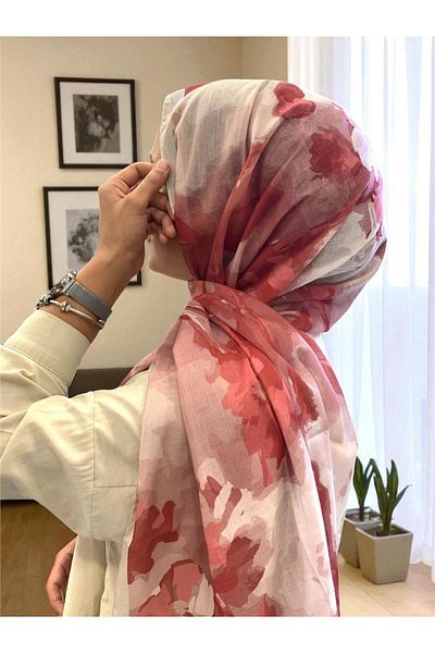 Baştacı Soft Batik 0347 Soft Red Shawl