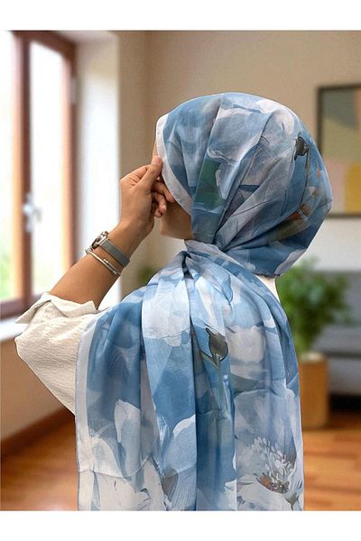 Baştacı Soft Flower 0348 Airy Blue Shal