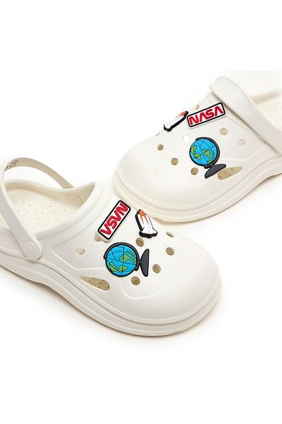 R&B White BOYS CLOGS 32-37