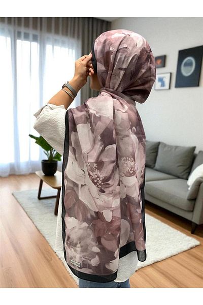 Baştacı Soft Flower 0348 Black Shawl