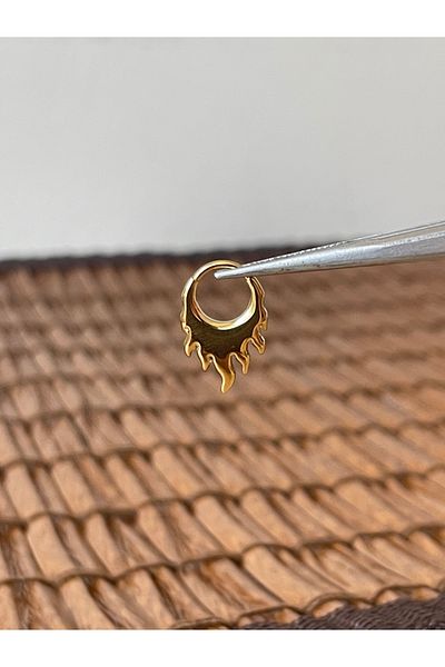 Rupen Kraft 316 L Surgical Steel Anti Allergic Flame Model Interlock Ring Piercing 8mm X 1.2mm