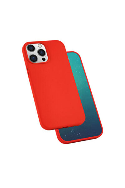 Paladyum Case iPhone 13 Pro Uyumlu İçi Kadife Premium İpeksi Kırmızı Silikon Kapak