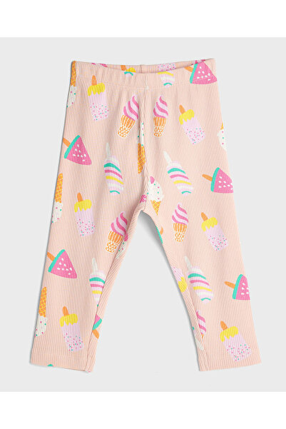 R&B Light Pink KNIT LEGGING PRINTED 0-24M