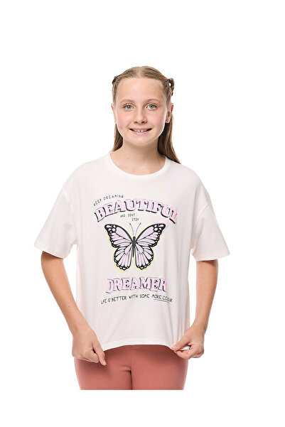 R&B تي شيرت عاجي للبنات من 8 إلى 16 سنة