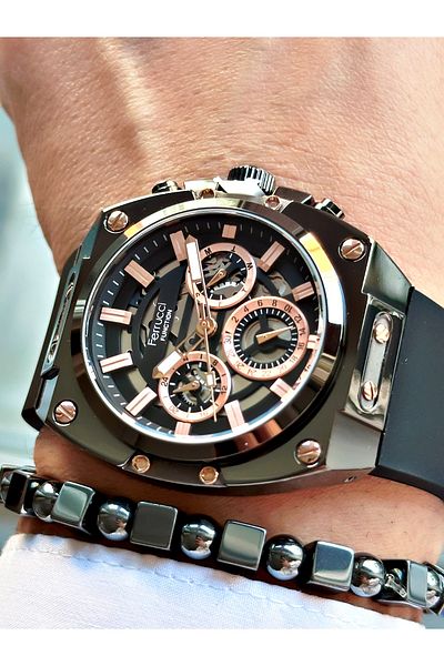Ferrucci Original Design Watch with Functional Silicone Cord Men's Wristwatch Bracelet Gift