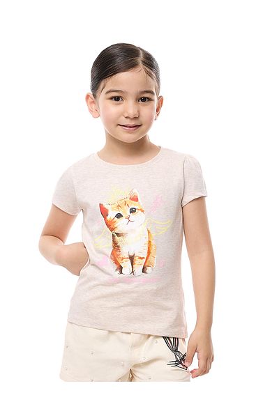 R&B Ecru Melange GIRLS T-SHIRT 2-8Y